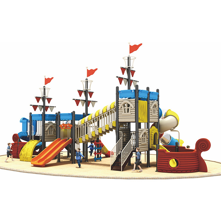 China Supplier Commercial School Toy Big Slide Customized Combined Pirates Ship Outdoor Playground Equipment Kid